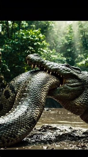Jungle ka asli boss kaun? 🐊🐍 Dekho crocodile vs anaconda fight! #Shorts #AnimalFight