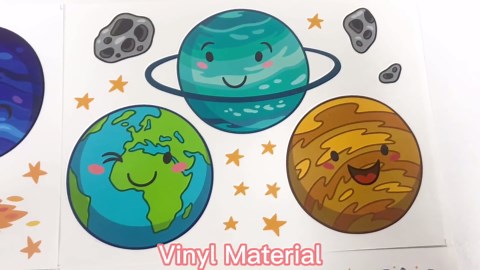 Maydahui Universe Space Planets Wall Decal Solar System Wall Stickers (35 x 35 Inch) Peel Stick Removable Cartoon Planets Art Mural Decor for Kids Room Boys Bedroom Nursery