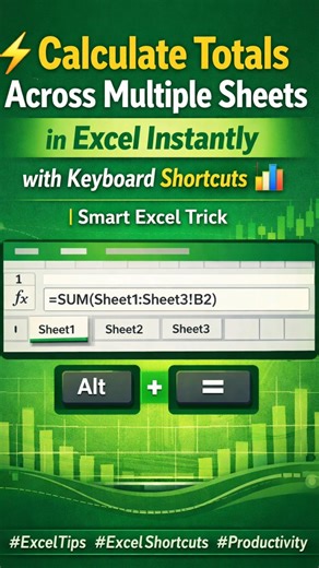 📊 Excel Total Across Sheets ⚡#ExcelTips #ExcelTricks #ExcelShortcuts