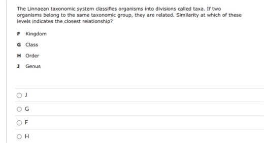 The Linnaean taxonomic system classifies organisms into divisio... | Filo