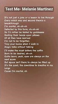 Test Me- Melanie Martinez #lyrics #music #song #melaniemartinez # testme #hitsjustmusic #2020music