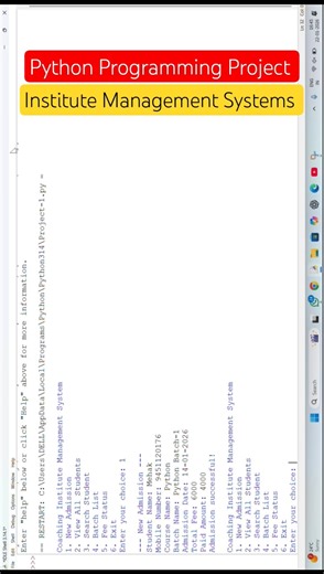 Institute Management Systems|Python Programming Project|CodeZen-India #shorts #python #education