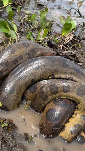 Anaconda vs Python, Who's Actually Stronger? 🐍 #snake #wildlife #anaconda