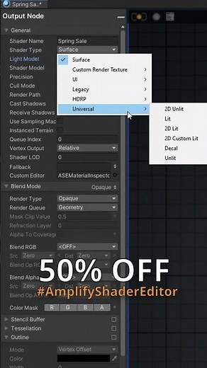Shader Types 🔥 50% OFF #AmplifyShaderEditor for #Unity3d #gamedevelopment - SPRING SALE! 🔥