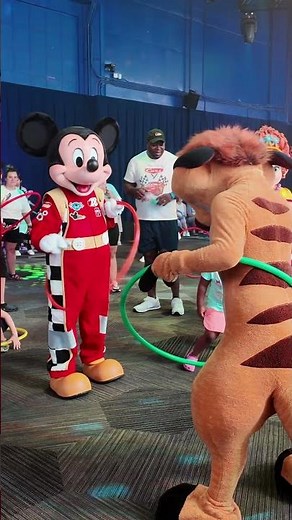 Mickey Mouse & Timon Hula Hooping Together in Hollywood Studios at Disney World