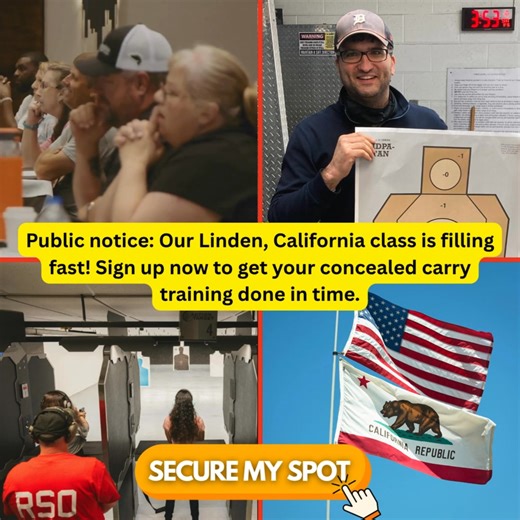  Calling all residents of Linden ! Get certified to legally carry in California and 26 other states. Join our expert-led training today. Get certified! Reserve your seat now!  | Concealed Coalition | Facebook