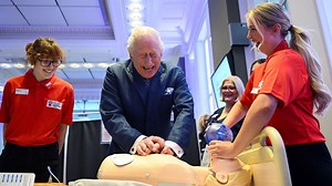 King Charles refreshes first aid skills by performing CPR on dummy