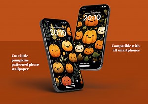 Cute Pumpkin Pattern Phone Wallpaper Set, Fall Autumn iPhone Backgrounds (digital Download) - Etsy