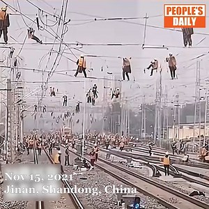 263K views · 948 reactions | Have you ever seen dozens of "spider-men" at the same time? If not, this video will show you. On Monday, dozens of wire men were spotted at a construction site of a #railway station in Jinan, East China's #Shandong Province. The scene amazed many Chinese netizens, who expressed their respect for infrastructure workers in the country. | Xi's Moments | Facebook