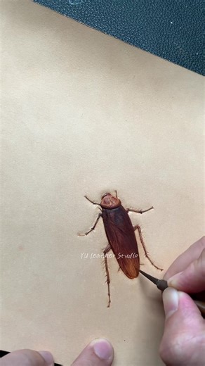 Carved Leather Cockroach Art and Handicrafts