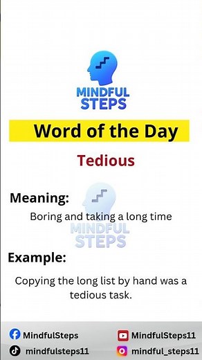 Word of the Day:Tedious|Meaning, Pronunciation Example| #englishlearning #getmoresubscribers #shorts
