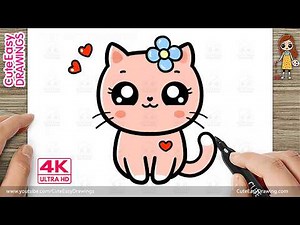 How to Draw a Cute Easy Cat - Easy Step-By-Step Drawing for Kids and Toddlers