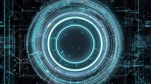Download Futuristic digital abstract design featuring glowing circles and data patterns, ideal for technology and sci-fi themes. for free