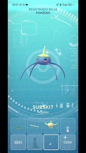 Encuentro a Surskit shiny y lo evoluciono a Masquerain. #pokemongo #shinypokemon