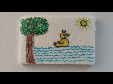 Drawing on Stryofoam Using Sketch Pens -Easy Duckling Drawing -Simple Duck Drawing