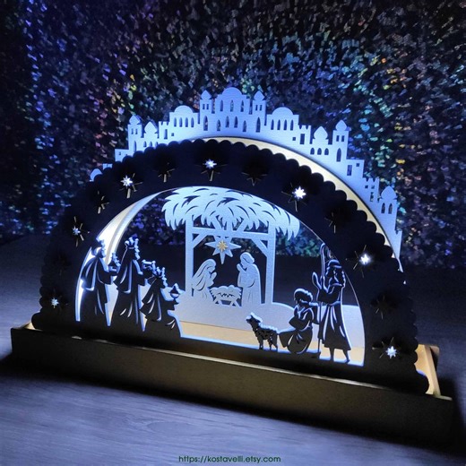 LED Nativity Scene Night Light: Wooden Christmas Decor, Religious Gift - Etsy