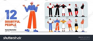 Set Doubtful People Puzzled Pensive Men Stock Vector (Royalty Free) 2207798537 | Shutterstock