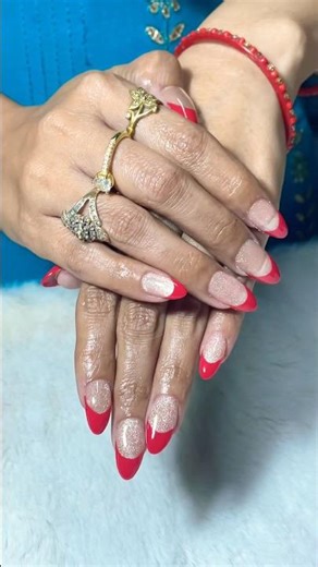 Red French Tip Nail Extension ✨ | Bridal Classy Nails ❤️ | Nail Art Tutorial