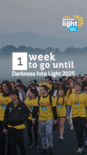 Have you signed up for Darkness Into Light 2025 yet? There’s only one week to go until we walk together for sunrise on Saturday, 10th May in support of Pieta’s lifesaving services. This year, don’t just show up, sign up at https://darknessintolight.ie?utm_campaign=Sign Up&utm_content=1746259204&utm_medium=carousel&utm_source=meta #DarknessIntoLight | Electric Ireland