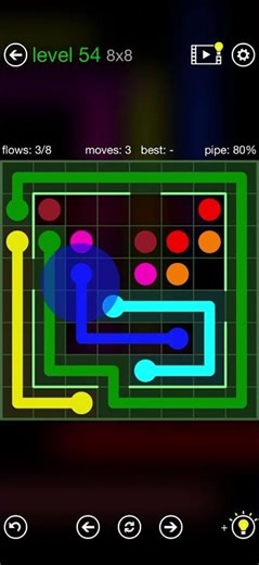 Flow Free - Walls - Courtyard Pack - Level 54 (8x8)