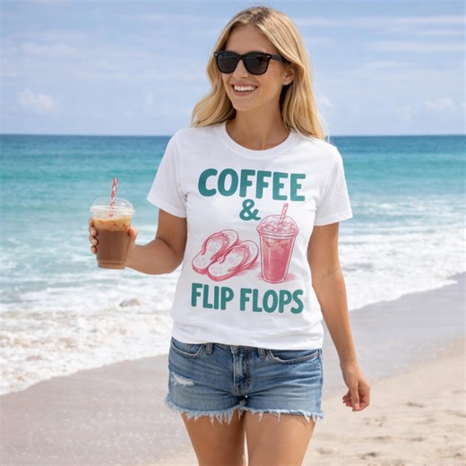 Coffee & Flip Flops PNG | Summer Vibes | Beach PNG (digital Download) - Etsy