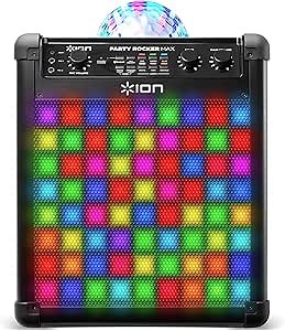 ION Audio Party Rocker Max - 100W Portable Wireless Bluetooth Speaker and Karaoke Centre with Rechargeable Battery, Party Light Display and Microphone