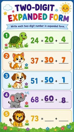 Two Digit Expanded Form Worksheet for Kids | Fun Math Practice | LKG UKG Grade 1 #shorts #trending