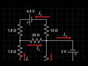 Solving a circuit with Kirchoff's laws: node equations, loop equations and solving with a CAS.