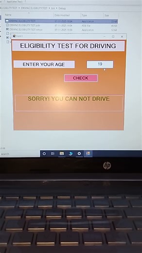 Eligibility for driving, small Visual Basic programme