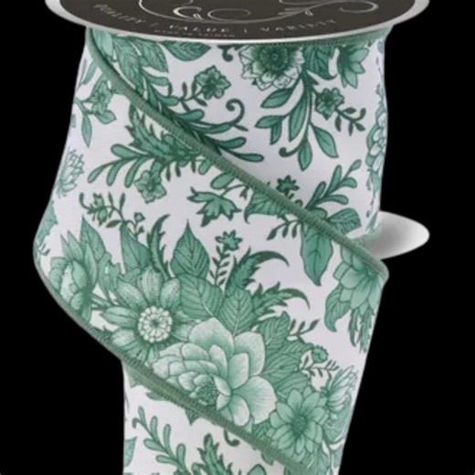 Sage Ivory Chinoiserie Floral Wired Ribbon by the Roll 2.5" X 10 Yards LS3001C2 - Etsy