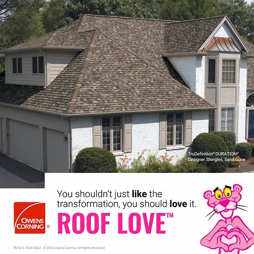You shouldn't just like your roof, you should love it. Check out this roof replacement using our TruDefinition® Duration® Designer shingles in the color Sand Dune. Visit our website to find a look you'll love: https://bit.ly/3Wx1KD7 #RoofLove | Owens Corning Roofing