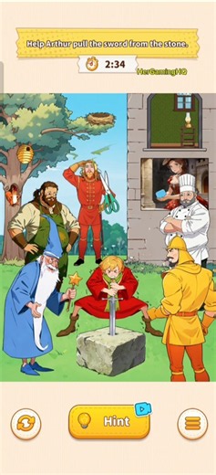 Brain Puzzle 3 : Crazy Mind Level 34 ( Help Arthur pull the sword from the stone )