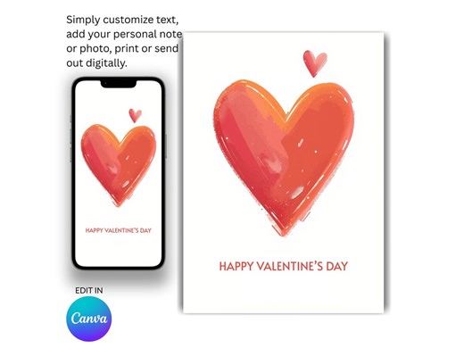 Editable Valentine’s Day or Anniversary Card Template | Digital Download | Print & Mobile Size - Etsy
