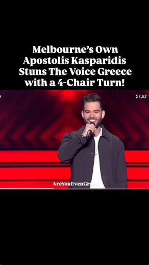 Are You Even Greek? | Kristina 🇬🇷🩵🤍 on Instagram: "Apostolis Kasparidis just made us all proud! 🇬🇷🎤 The Melbourne-born Greek singer lit up The Voice Greece with a 4-chair turn performance that had all the judges fighting for him. Watch till the end to see which team Apostolis chose! From Melbourne to the Greek stage — what a moment! 🌍💙 Let’s get behind him and show our support from Australia! 🙌🇬🇷🇦🇺💙 #TheVoiceGreece #GreekSinger #MelbourneGreeks #ApostolisKasparidis #AreYouEvenGree
