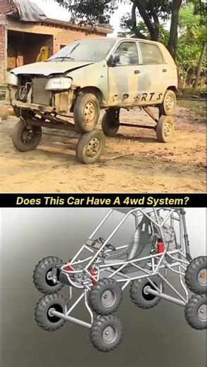 Does This Car Have 4WD? | Crazy Multi-Wheel Car Modification Explained#shorts