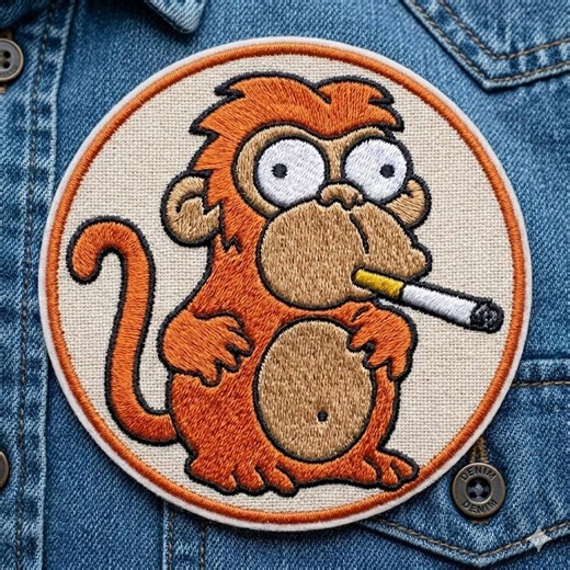 Smoking Monkey Patch, Funny Cartoon Prank Applique, Edgy Biker Vest Badge, Retro Humor Iron On, Stoner Gag Gift, Skater Backpack Decor - Etsy
