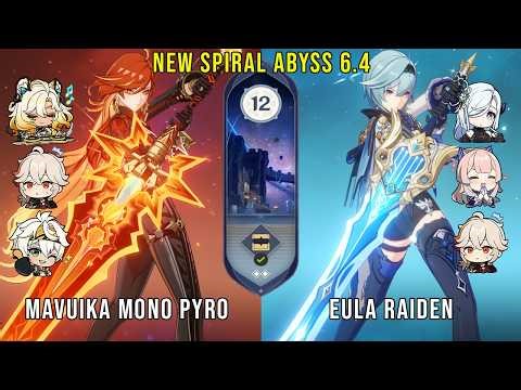 C0 Mavuika Mono Pyro and C1 Eula Raiden | Genshin Impact Abyss 6.4 Floor 12 9 Stars