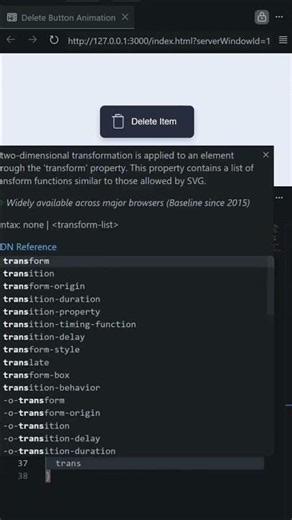 🔥Modern Delete Button Animation Using HTML & CSS 🚀| Frontend Development #shorts #coding #htmlcssjs