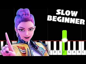 Golden (KPop Demon Hunters) - SLOW BEGINNER Piano Tutorial