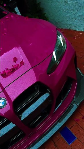 Pink BMW M4 Covered in Red Flowers – Dreamy Aesthetic Night Vibes 🔥