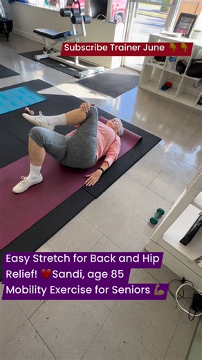 13K views · 95 reactions | OrthAide.Com ❤️ A simple and gentle twist that helps release tension in your lower back and hips. Perfect for 80+! 律‍♀️ | Trainer June | Facebook