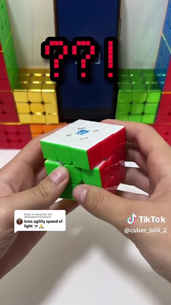 Replying to @Aang (the last airbender) rubiks cube trick #cubing #cuber_b0ii #rubikscube #speed #fyp #moyucube #superweilong #moyuculture