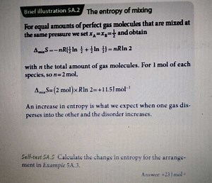 Brief illustration SA. 2 The entropy of mixingFor equal amount... | Filo