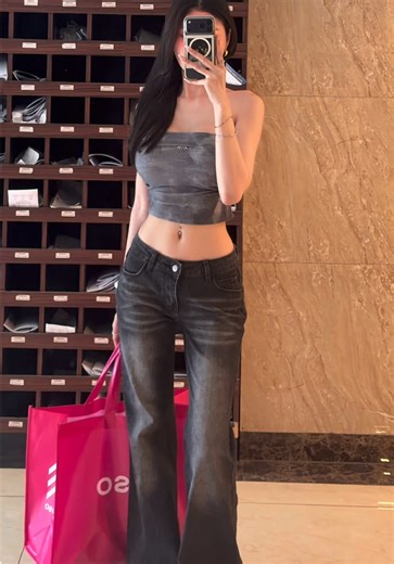 🤍✨🥀 #ไอเดียแต่งตัว #กางเกงยีนส์ผู้หญิง #กางเกงยีนส์เอวต่ํา