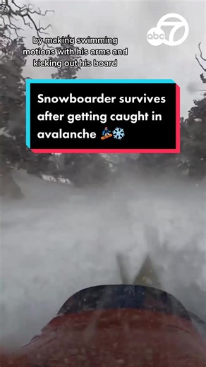 Blake Nielson survived being caught in an avalanche while he and a friend were riding at Big Cottonwood Canyon in Utah over the weekend. He ended up sliding around 300 feet down the hill before coming to a complete stop. #news #abc7la #abc7eyewitness #avalanche #snow #utah
