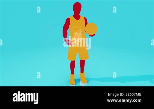 Silhouette of a male basketball player holding a ball against a bright blue background Stock Video Footage - Alamy