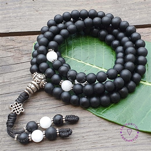 Shungite 108 Mala Beads Bracelet, Meditation Prayer Necklace, EMF Protection Healing Crystal Jewelry, Yoga Gift - Etsy