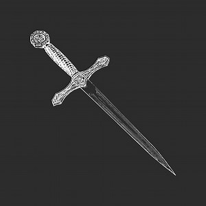 Dagger, vector illustration in engraving style, hand drawn sketch of...