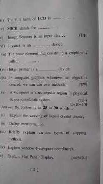Computer Graphics BCA 2nd Year HPU, Previous year Paper BCA-0604, Computer Graphics 2025 paper HPU