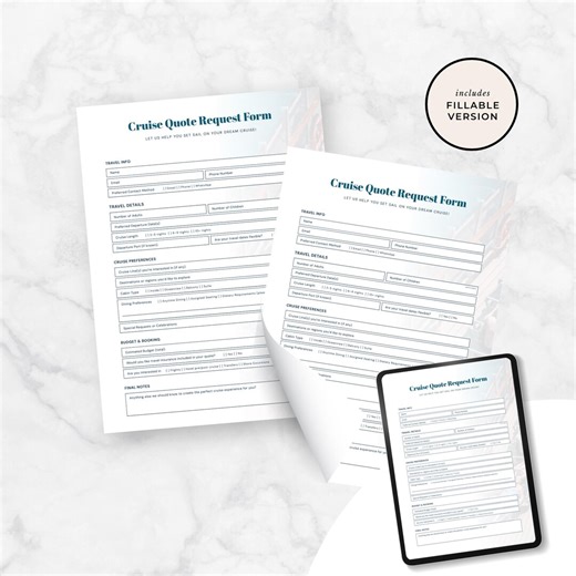 Cruise Quote Request Form Canva Template Printable Editable Travel Agent Cruise Booking Form Client Inquiry Form Travel Business - Etsy